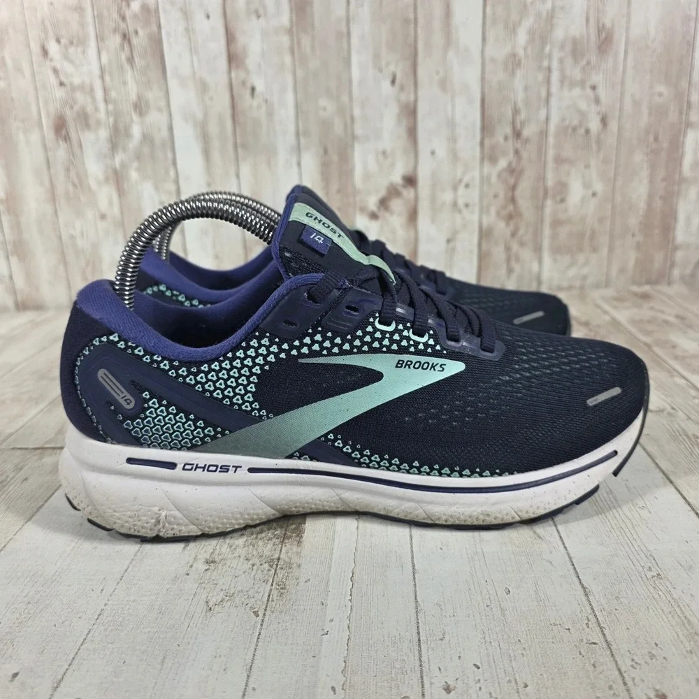 Brooks Ghost 14 Womens Running Shoes Navy Yucca Blue 1203561D446 Wide D Size 8